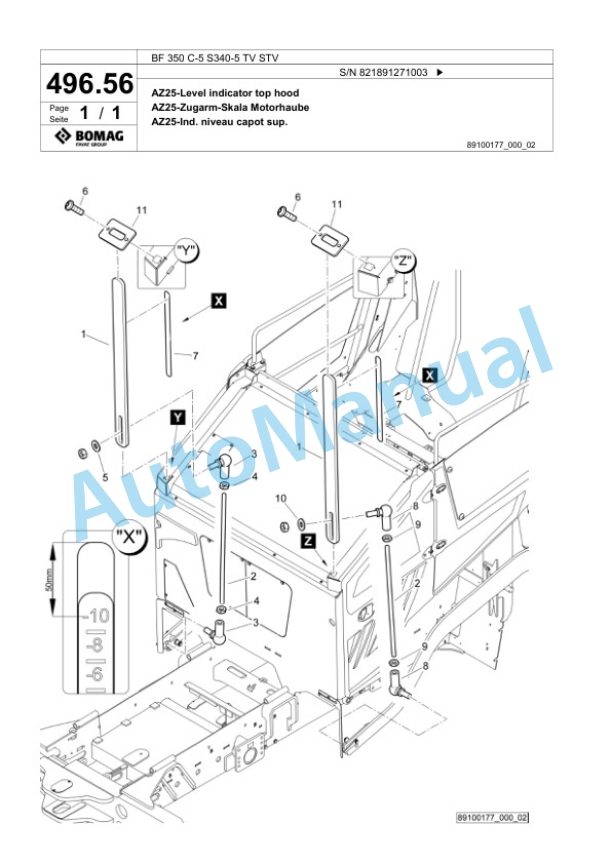 Bomag BF 350 C-5 S340-5 TV STV Paver Spare Parts Catalogue 00827027-4