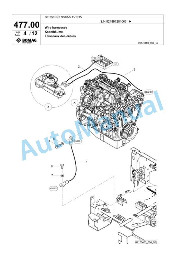 Bomag BF 350 P-5 S340-5 TV STV Paver Spare Parts Catalogue 00827029-2