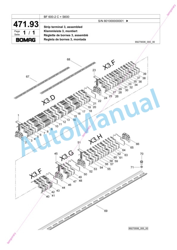 Bomag BF 600-2 C Plus S600 Paver Spare Parts Catalogue 00824196-2