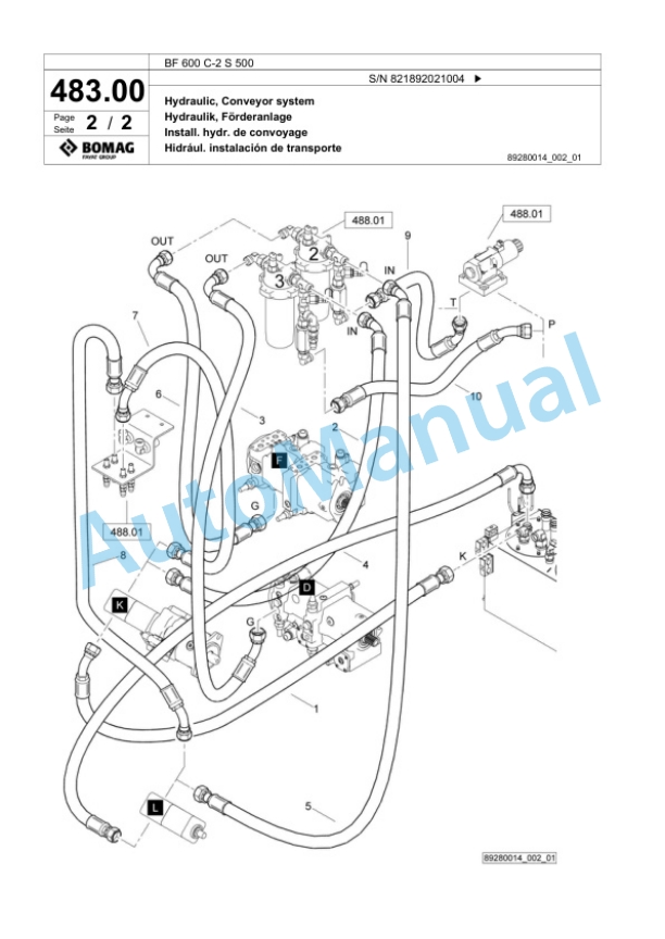 Bomag BF 600 C-2 S 500 Paver Spare Parts Catalogue 00800791-2