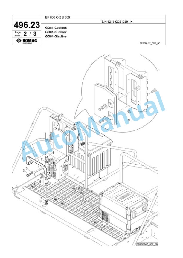 Bomag BF 600 C-2 S 500 Paver Spare Parts Catalogue 00800861-5