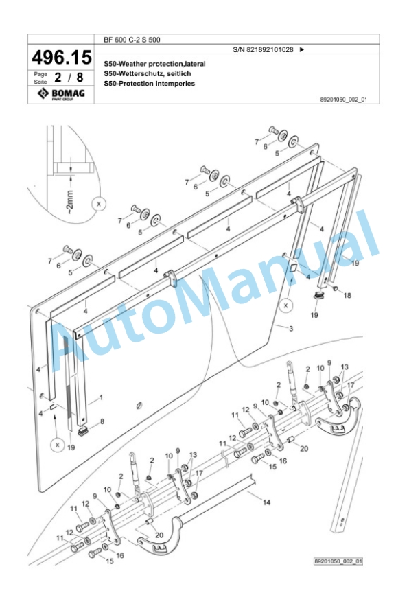 Bomag BF 600 C-2 S 500 Paver Spare Parts Catalogue 00800907-5