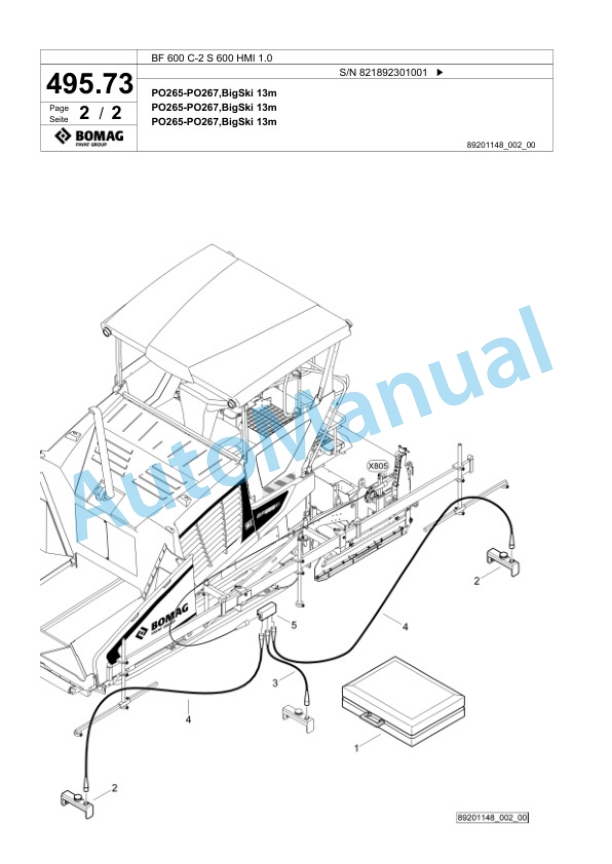 Bomag BF 600 C-2 S 600 HMI 1.0 Paver Spare Parts Catalogue 00825903-3