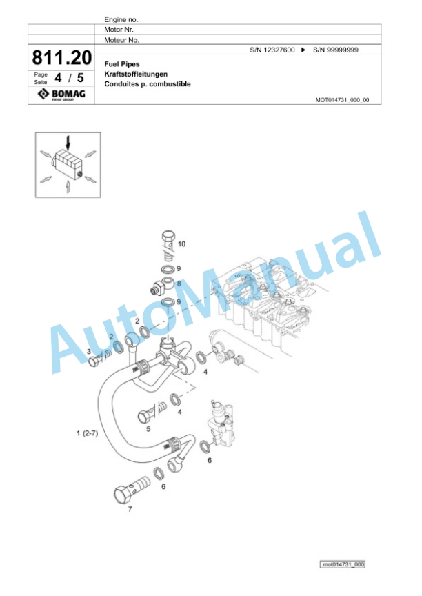 Bomag BF 600 C-2 S 600 HMI 1.0 Paver Spare Parts Catalogue 00825919-5