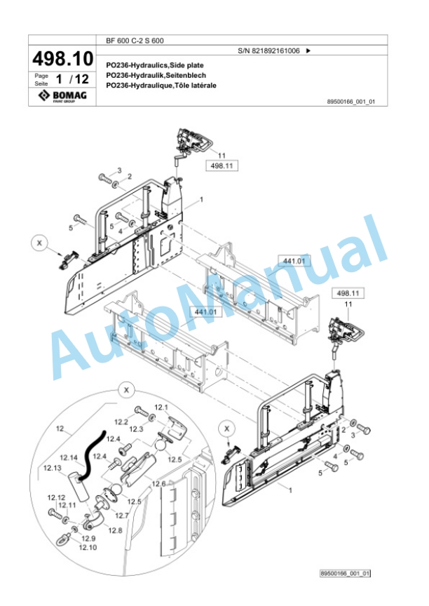 Bomag BF 600 C-2 S 600 Paver Spare Parts Catalogue 00800945-5