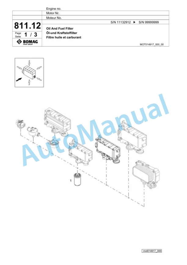 Bomag BF 600 C-2 S 600 Paver Spare Parts Catalogue 00824487-5