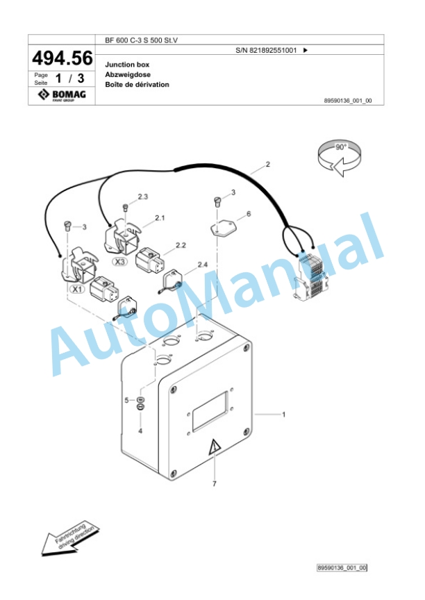 Bomag BF 600 C-3 S 500 St.V Paver Spare Parts Catalogue 00826977-2