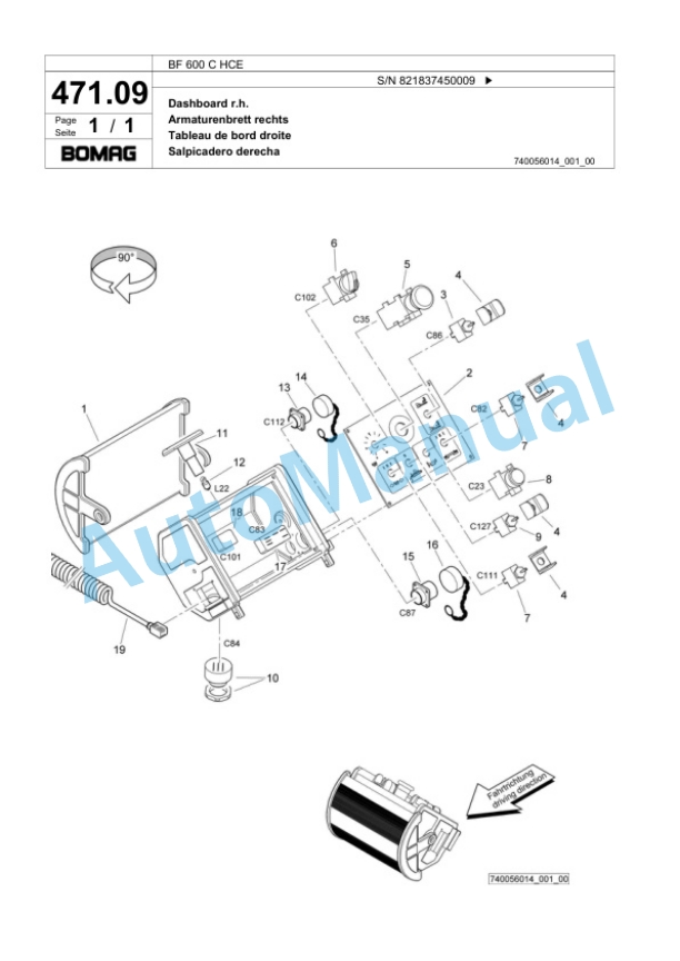 Bomag BF 600 C HCE Paver Spare Parts Catalogue 00800633-2