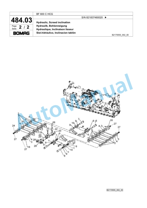 Bomag BF 600 C HCG Paver Spare Parts Catalogue 00800635-2
