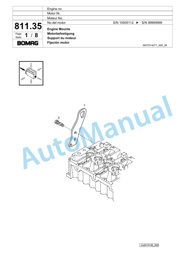 Bomag BF 600 C HCG Paver Spare Parts Catalogue 00800635-5