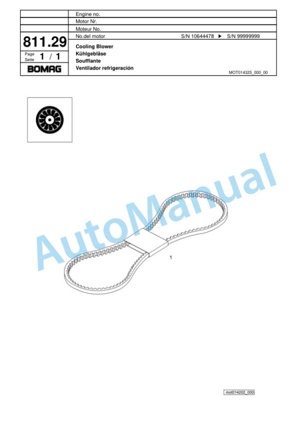 Bomag BF 600 C HCG Paver Spare Parts Catalogue 00800637-4