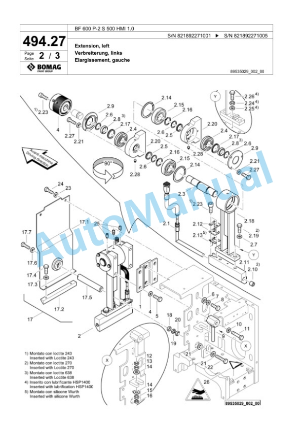 Bomag BF 600 P-2 S 500 HMI 1.0 Paver Spare Parts Catalogue 00825913-2