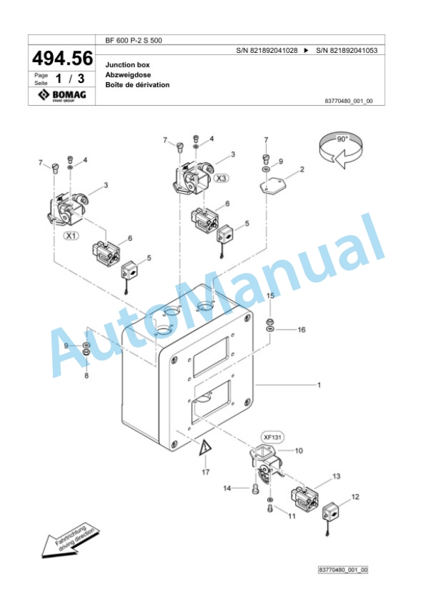 Bomag BF 600 P-2 S 500 Paver Spare Parts Catalogue 00800865-3
