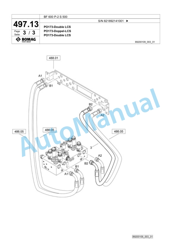 Bomag BF 600 P-2 S 500 Paver Spare Parts Catalogue 00800911-4
