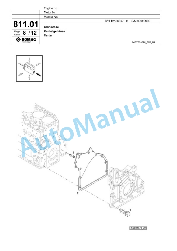 Bomag BF 600 P-2 S 500 Paver Spare Parts Catalogue 00800951-5