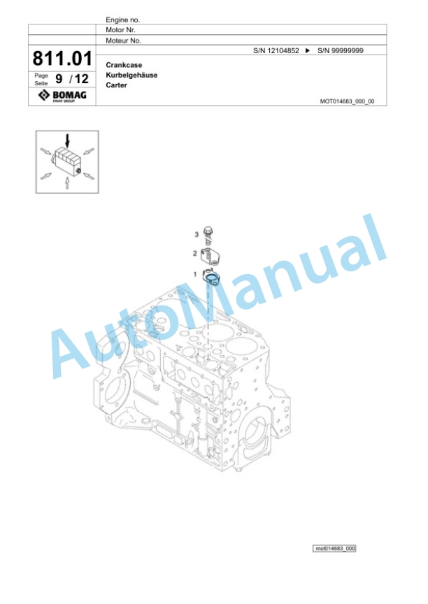 Bomag BF 600 P-2 S 600 Paver Spare Parts Catalogue 00800949-4