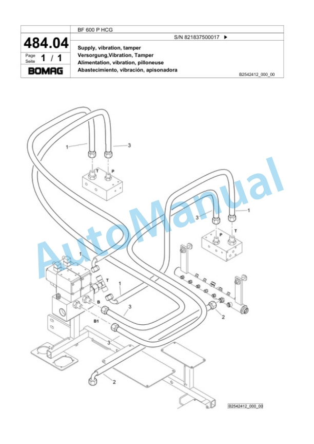 Bomag BF 600 P HCG Paver Spare Parts Catalogue 00800641-2