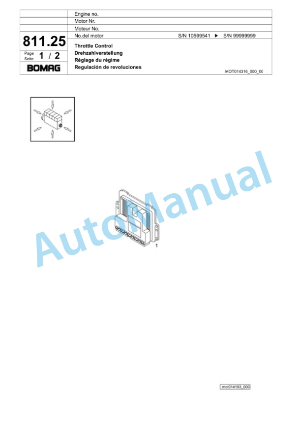 Bomag BF 600 P HSG Paver Spare Parts Catalogue 00800643-4