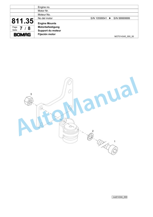 Bomag BF 600 P HSG Paver Spare Parts Catalogue 00800643-5