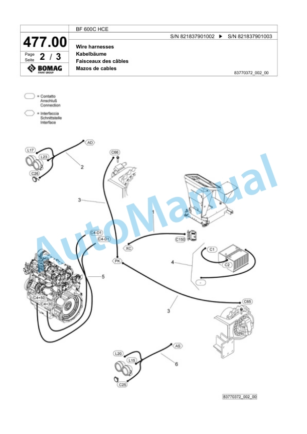 Bomag BF 600C HCE Paver Spare Parts Catalogue 00800733-2