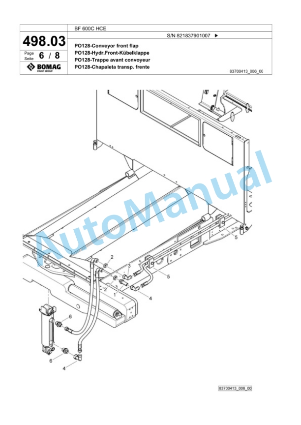 Bomag BF 600C HCE Paver Spare Parts Catalogue 00800733-3