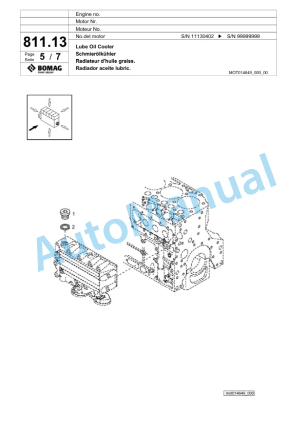 Bomag BF 600C HCE Paver Spare Parts Catalogue 00800733-4