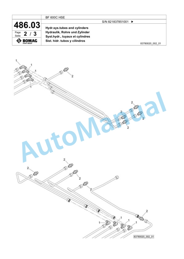 Bomag BF 600C HSE Paver Spare Parts Catalogue 00800723-2