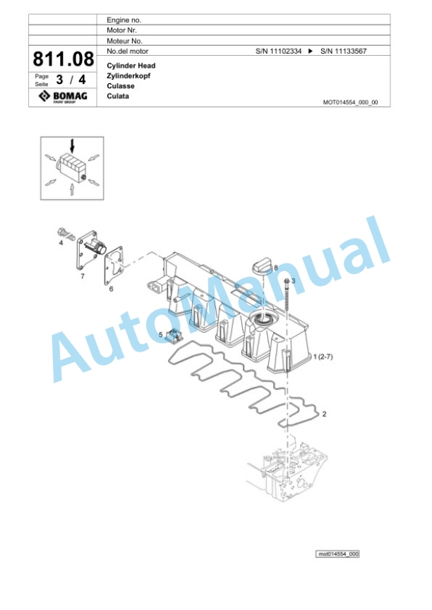 Bomag BF 600C HSE Paver Spare Parts Catalogue 00800723-3