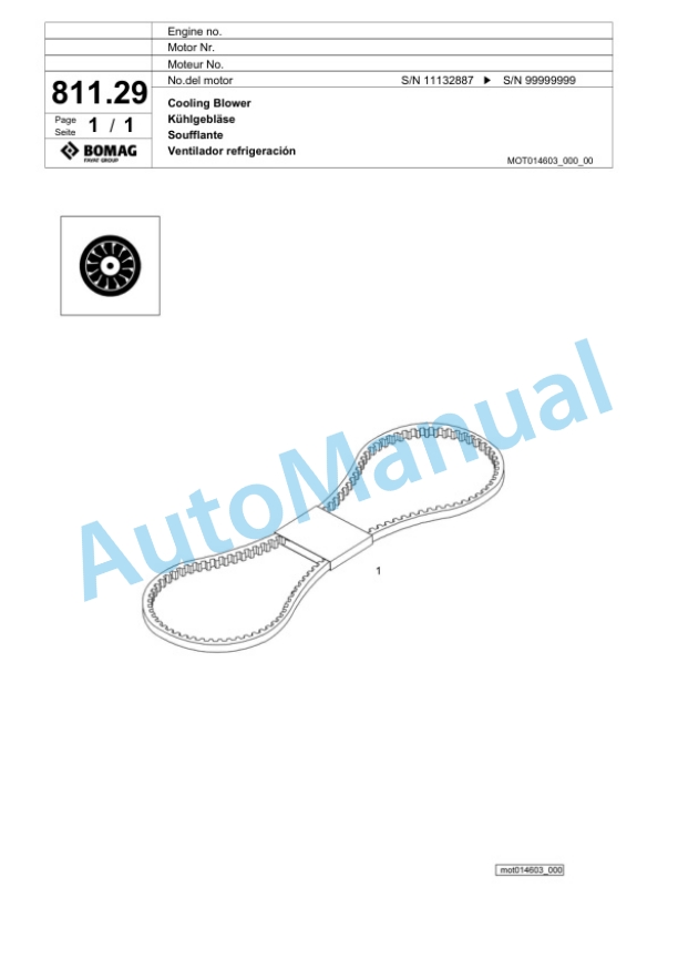 Bomag BF 600P HCE Paver Spare Parts Catalogue 00800729-4