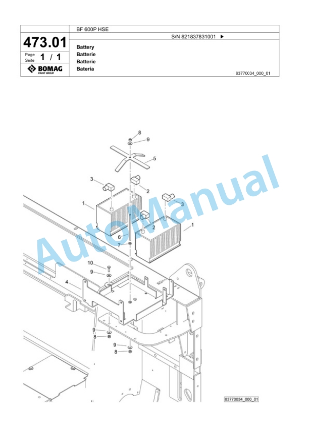 Bomag BF 600P HSE Paver Spare Parts Catalogue 00800719-2