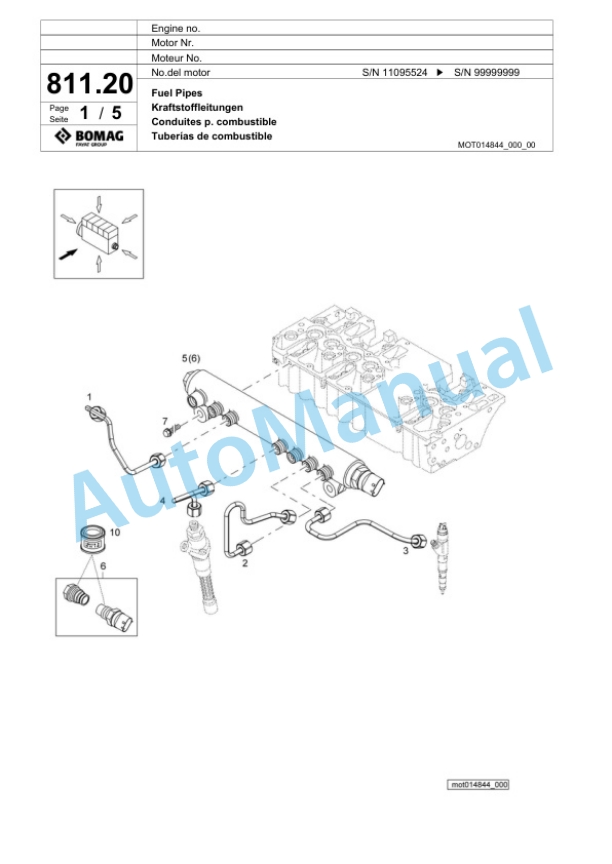 Bomag BF 600P HSE Paver Spare Parts Catalogue 00800719-4