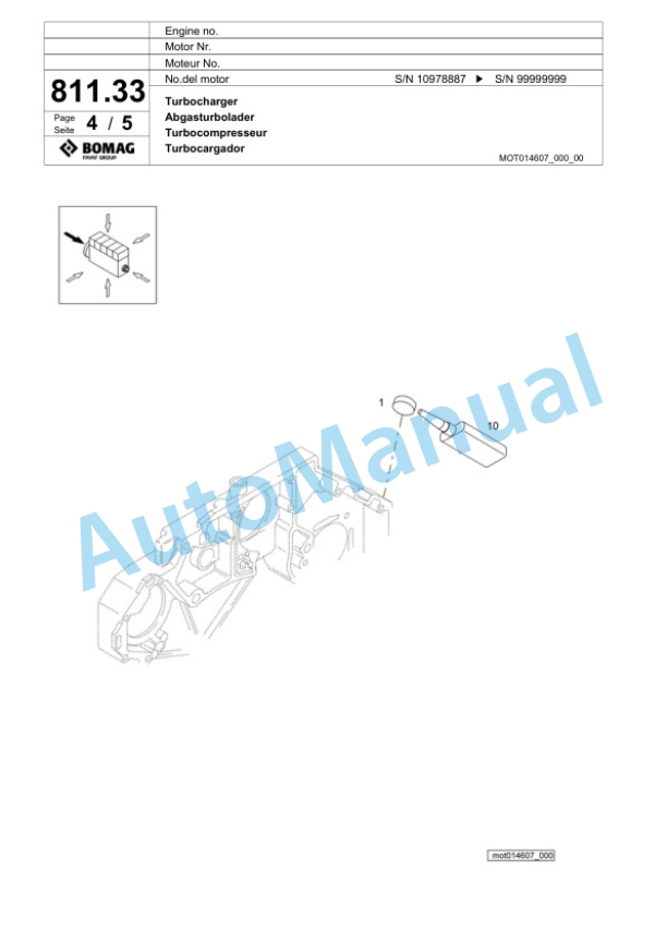 Bomag BF 600P HSE Paver Spare Parts Catalogue 00800727-5