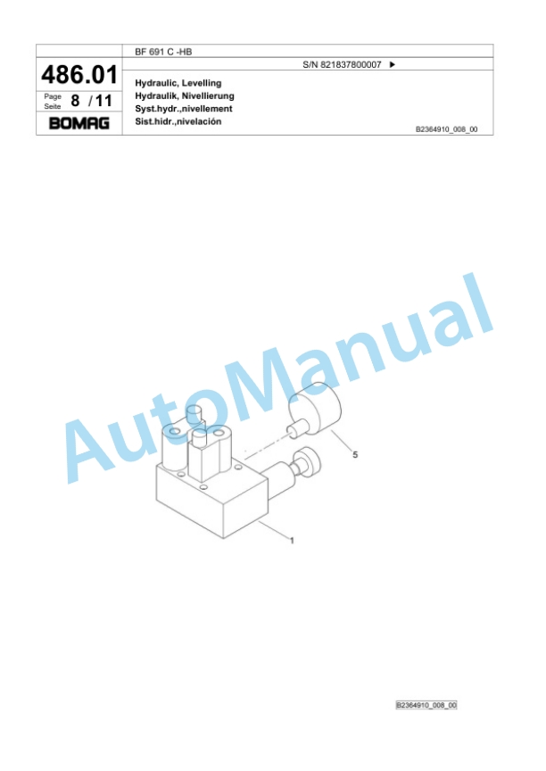 Bomag BF 691 C -HB Paver Spare Parts Catalogue 00800703-2