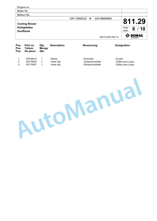 Bomag BF 691 C - HSE Paver Spare Parts Catalogue 00800699-4