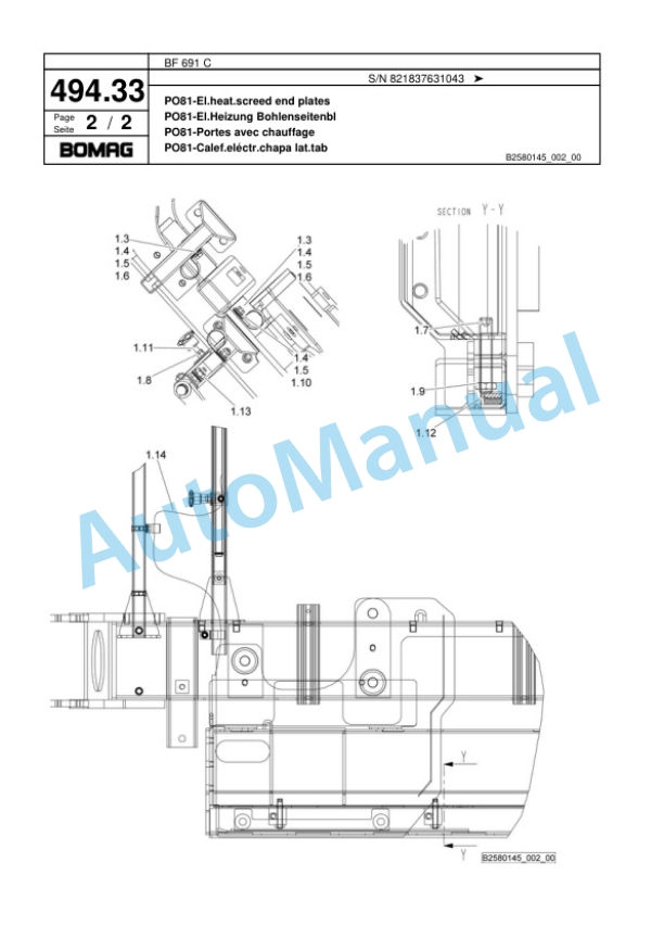 Bomag BF 691 C Paver Spare Parts Catalogue 00800661-2