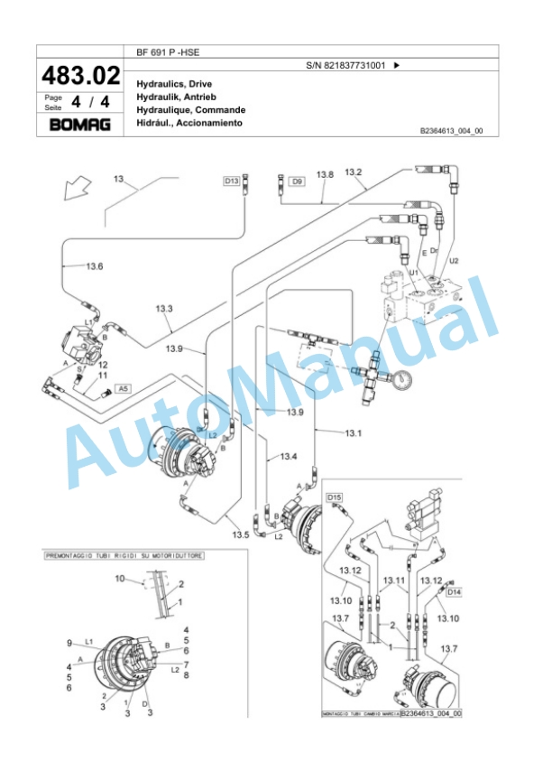 Bomag BF 691 P -HSE Paver Spare Parts Catalogue 00800691-2