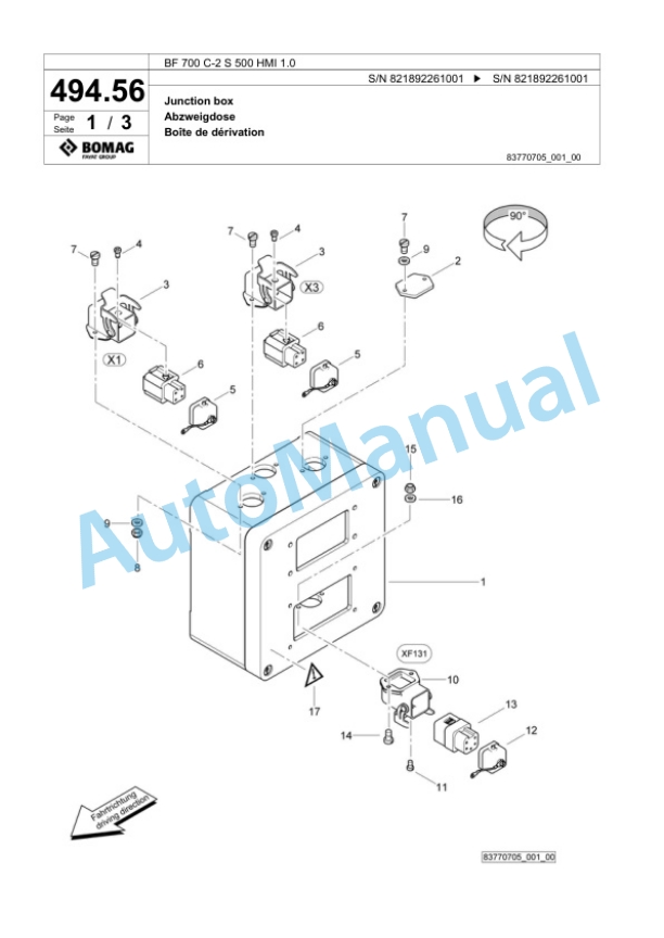 Bomag BF 700 C-2 S 500 HMI 1.0 Paver Spare Parts Catalogue 00825909-2