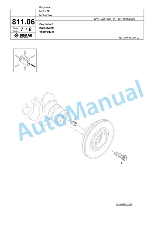 Bomag BF 700 C-2 S 500 HMI 1.0 Paver Spare Parts Catalogue 00825925-5