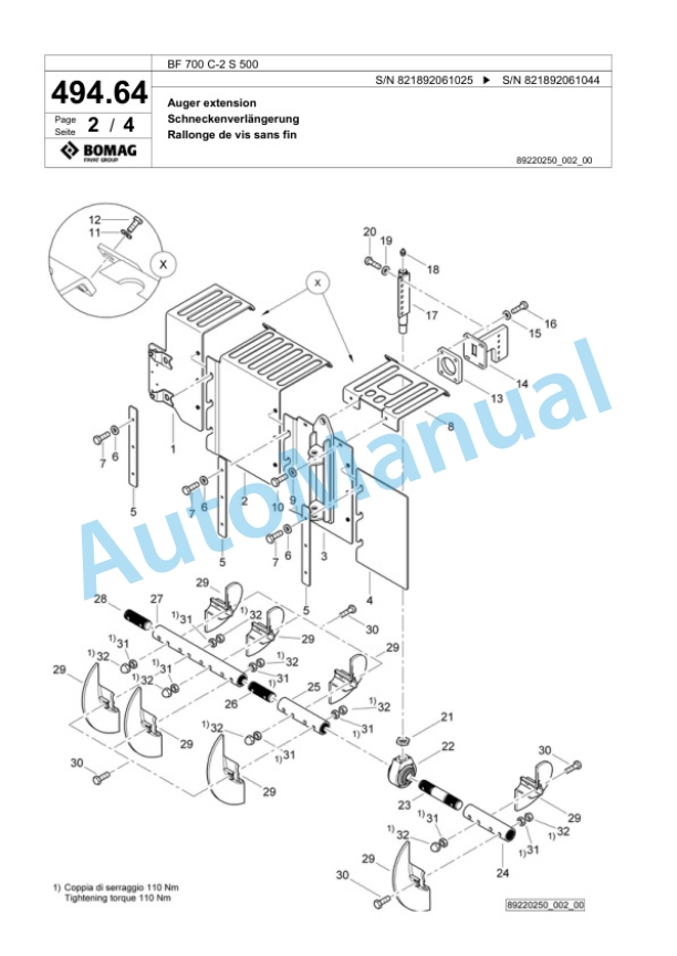 Bomag BF 700 C-2 S 500 Paver Spare Parts Catalogue 00800869-4