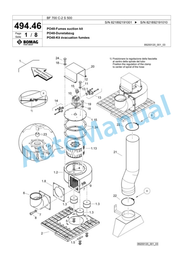 Bomag BF 700 C-2 S 500 Paver Spare Parts Catalogue 00800955-2