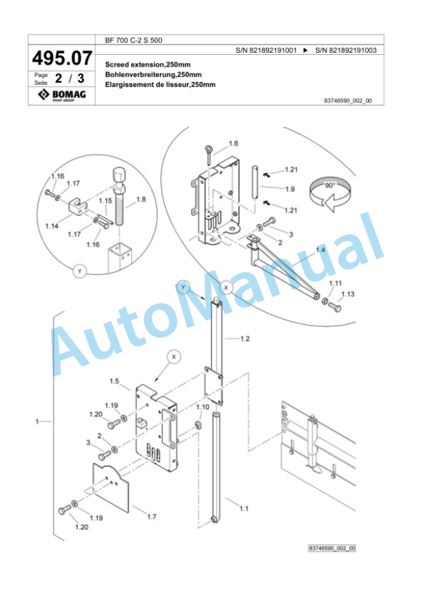 Bomag BF 700 C-2 S 500 Paver Spare Parts Catalogue 00800955-4