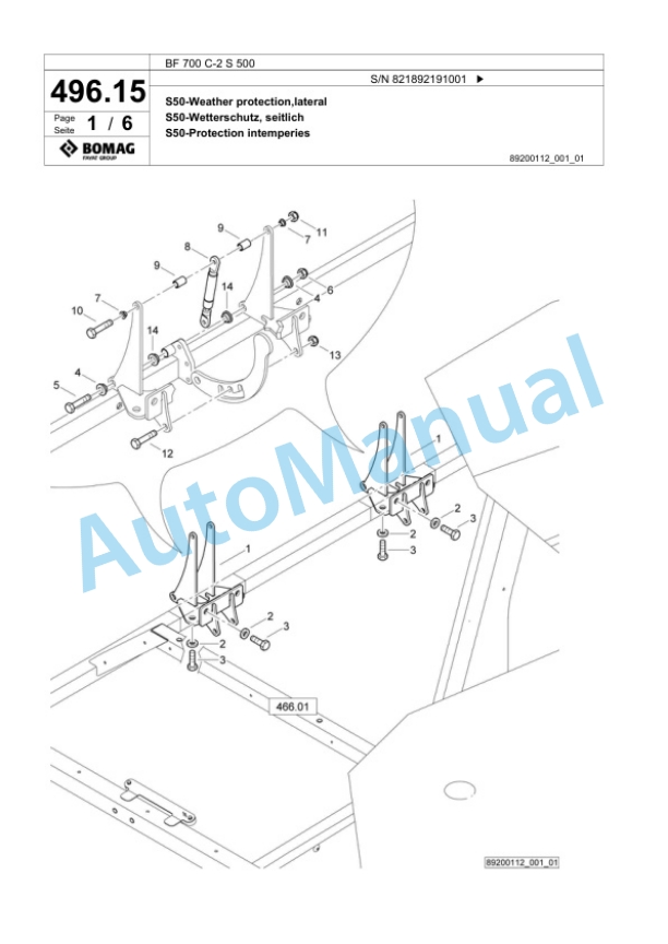 Bomag BF 700 C-2 S 500 Paver Spare Parts Catalogue 00800955-5