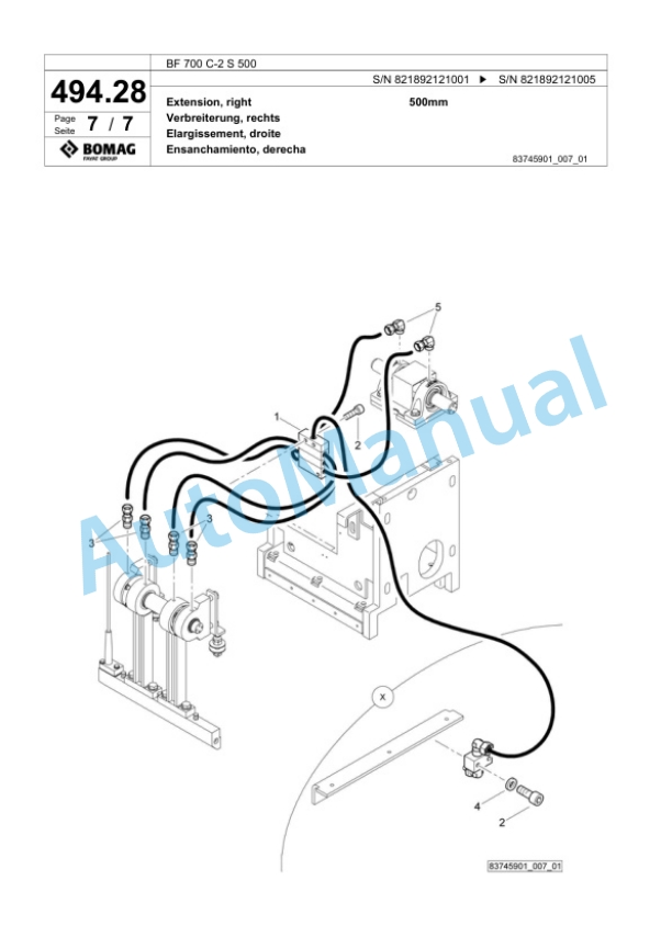 Bomag BF 700 C-2 S 500 Paver Spare Parts Catalogue 00824493-2