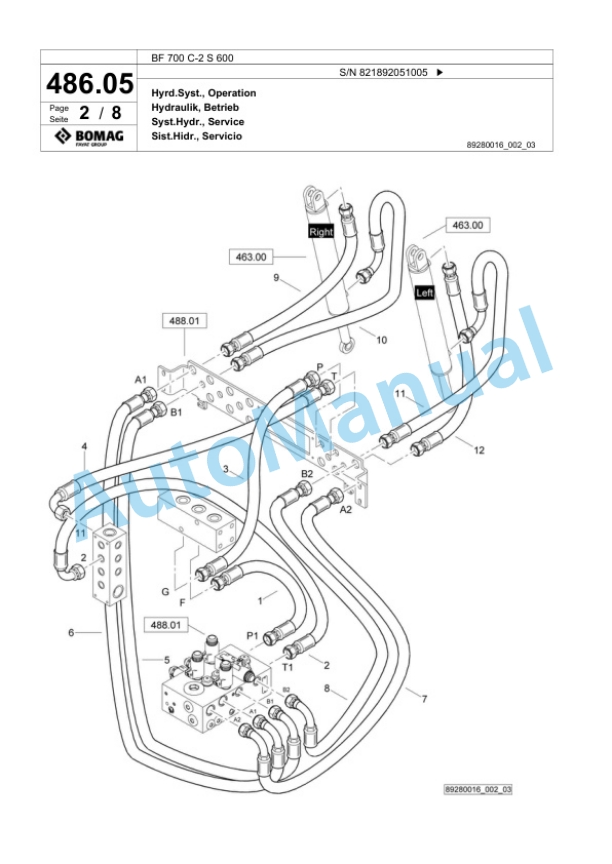 Bomag BF 700 C-2 S 600 Paver Spare Parts Catalogue 00800797-2