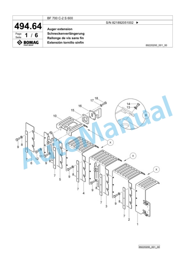 Bomag BF 700 C-2 S 600 Paver Spare Parts Catalogue 00800797-4