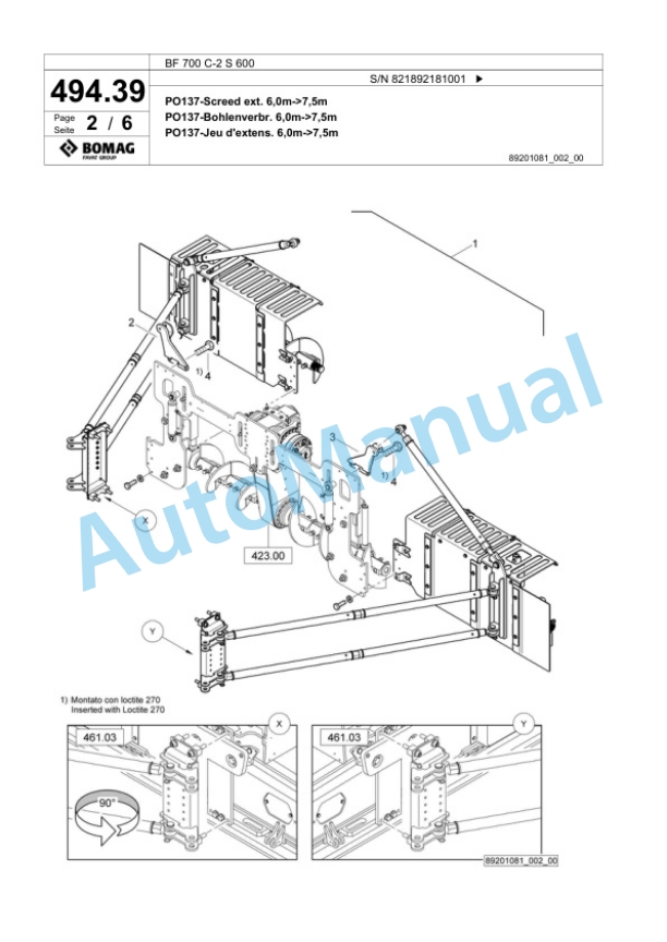 Bomag BF 700 C-2 S 600 Paver Spare Parts Catalogue 00800953-2