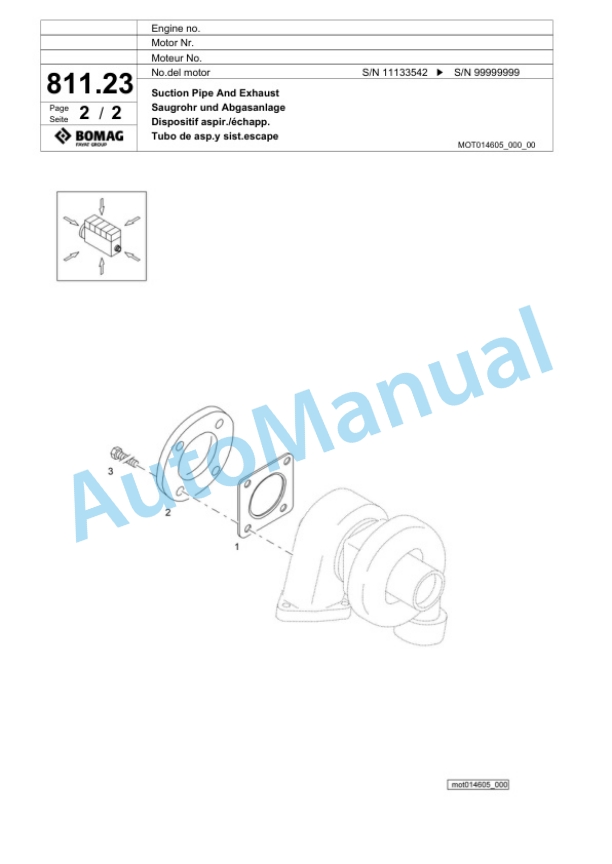 Bomag BF 700 C-2 S 600 Paver Spare Parts Catalogue 00824491-5
