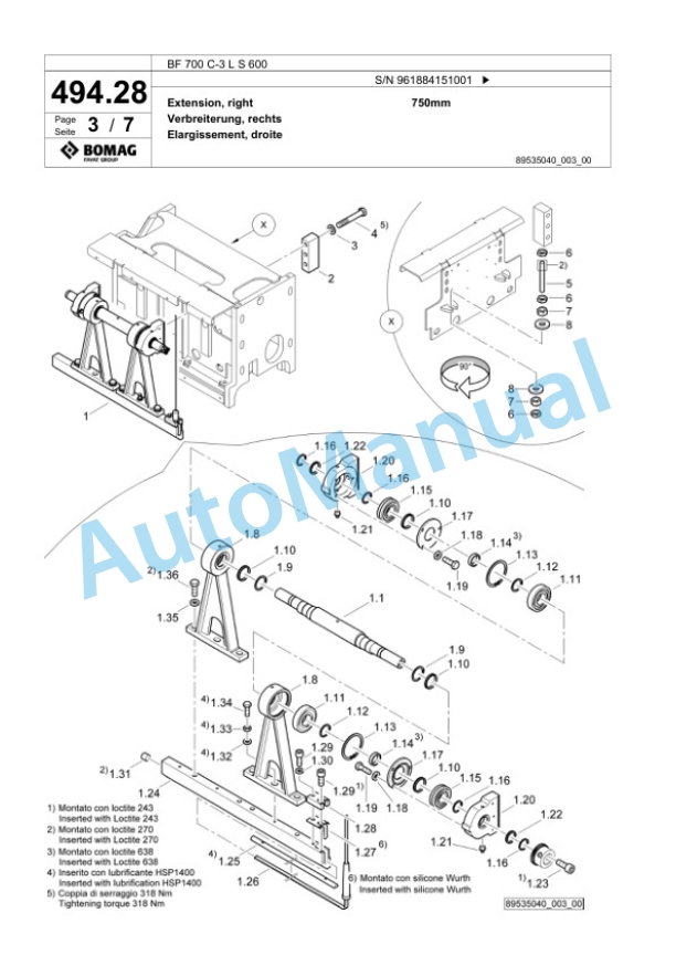 Bomag BF 700 C-3 L S 600 Paver Spare Parts Catalogue 00826923-2