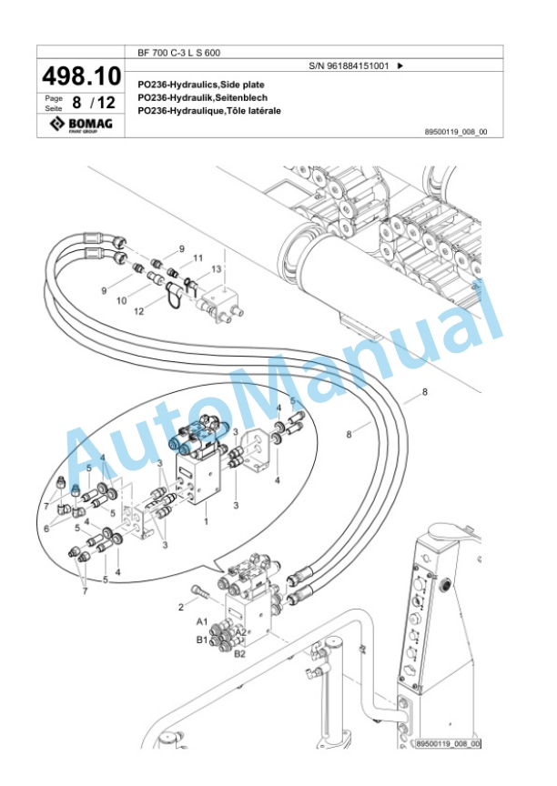 Bomag BF 700 C-3 L S 600 Paver Spare Parts Catalogue 00826923-4