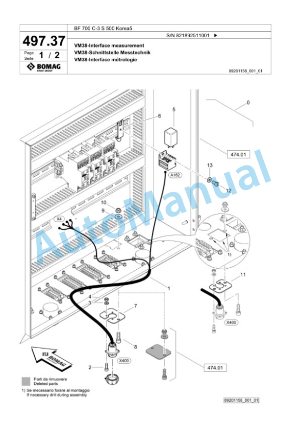 Bomag BF 700 C-3 S 500 Korea5 Paver Spare Parts Catalogue 00826693-4